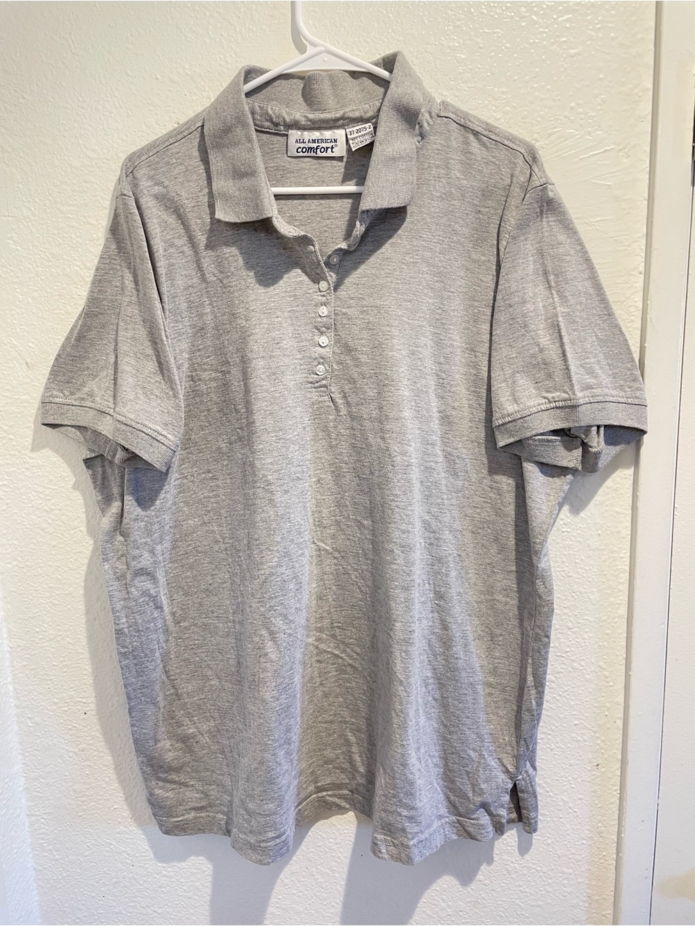 All American Comfort Gray Polo Shirt Mens 2XL Short Sleeve Cotton Blend Golf